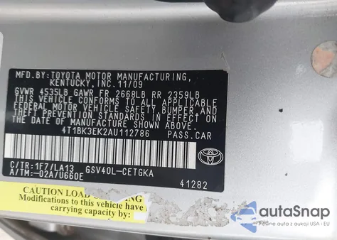 2010 Toyota Camry Xle V6 from USA, damaged, VIN 4T1BK3EK2AU112786